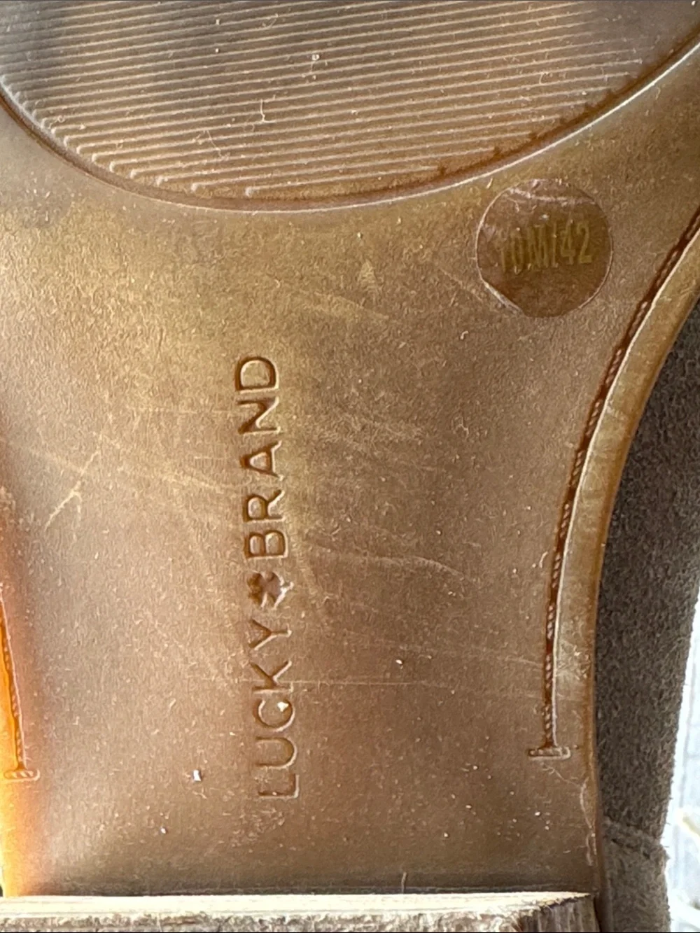 Lucky Brand Beige Suede Ankle Booties with Back Zip